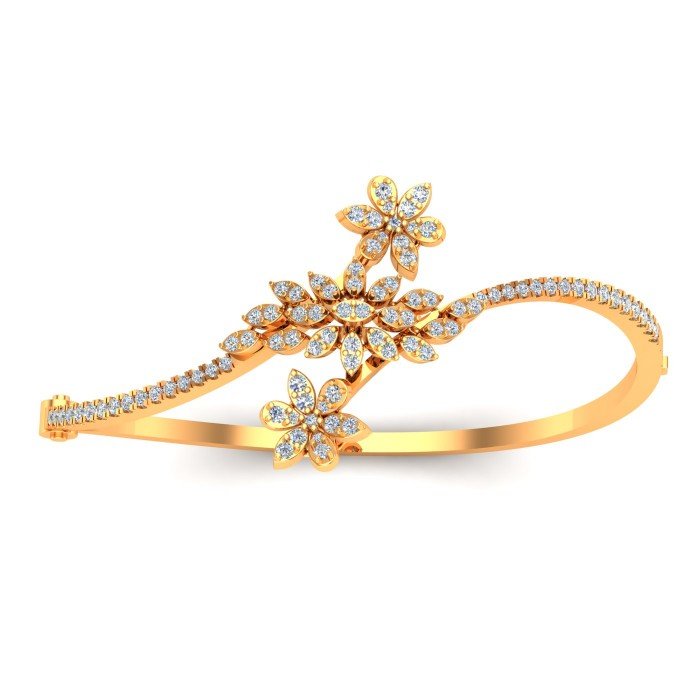 Flower Gold Bangle Bracelet