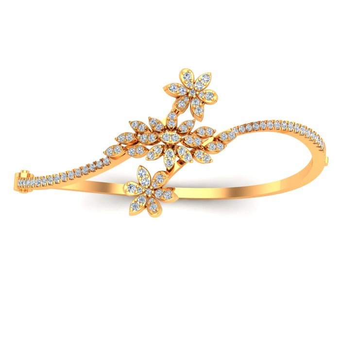 Flower Gold Bangle Bracelet