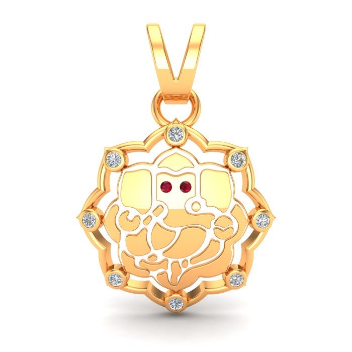 Gold Ganesh Ji Round Pendant