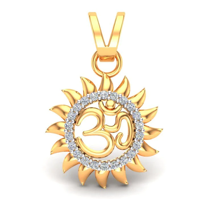 Om Surya Gold Pendant 49jewels