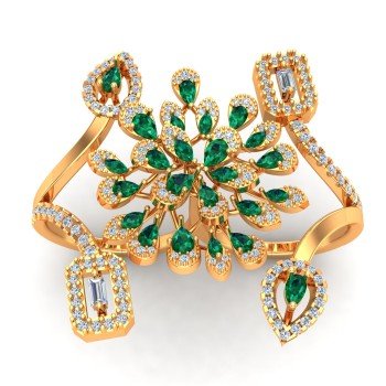 Double Finger Emerald Cocktail Ring