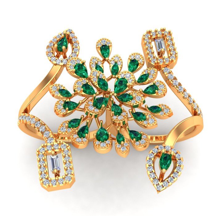 Double Finger Emerald Cocktail Ring