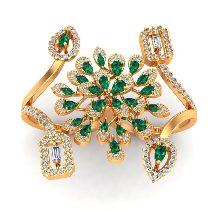 Double Finger Emerald Cocktail Ring