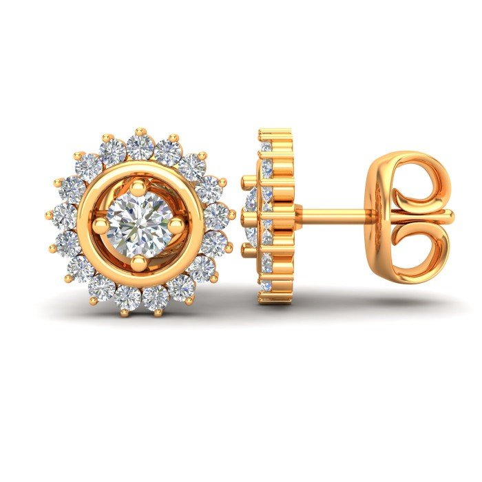 Prong Setting Traditional Gold Earrings