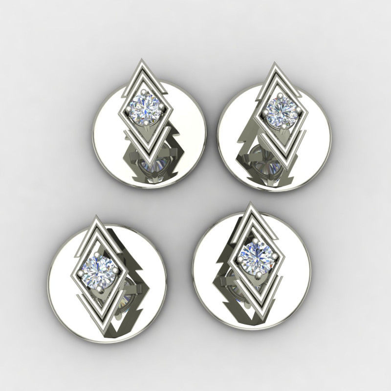 American Diamond Silver Buttons