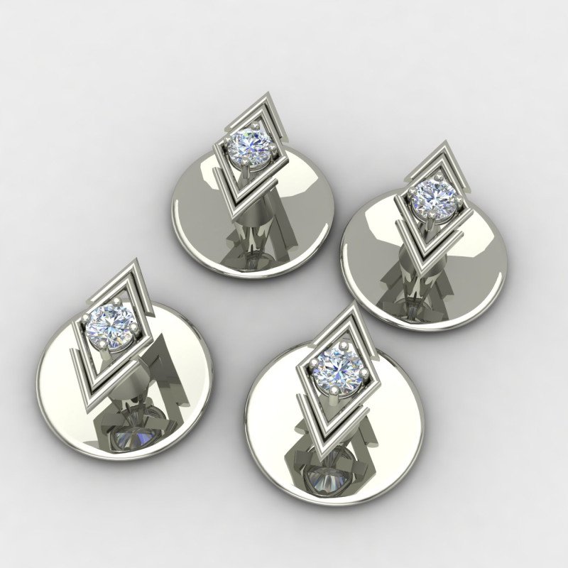 American Diamond Silver Buttons