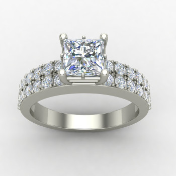 Princess American Diamond Solitaire Wedding Band