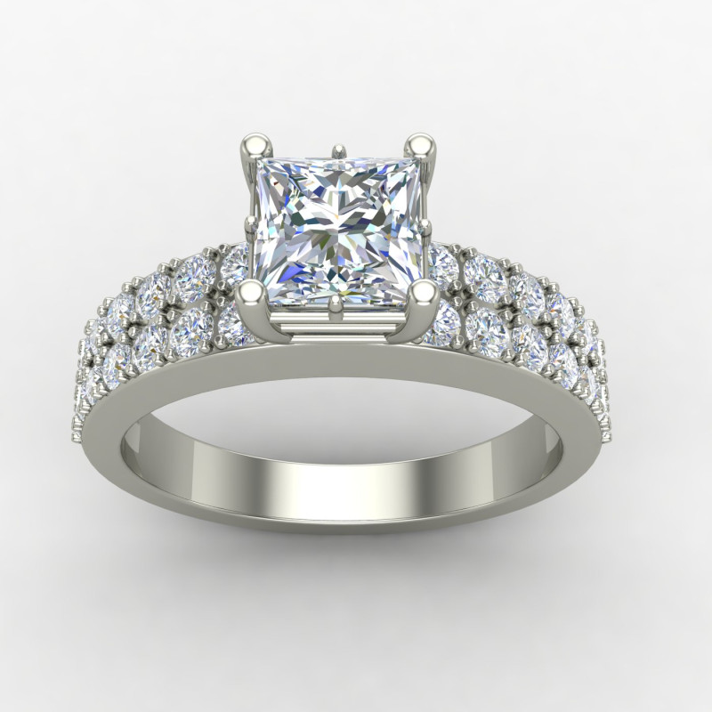 Princess American Diamond Solitaire Wedding Band