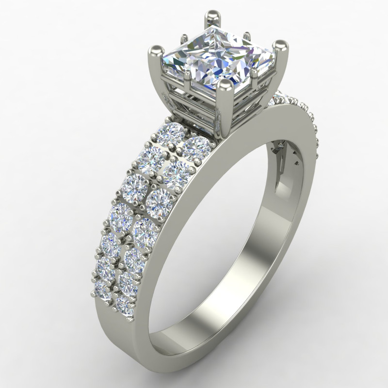 Princess American Diamond Solitaire Wedding Band