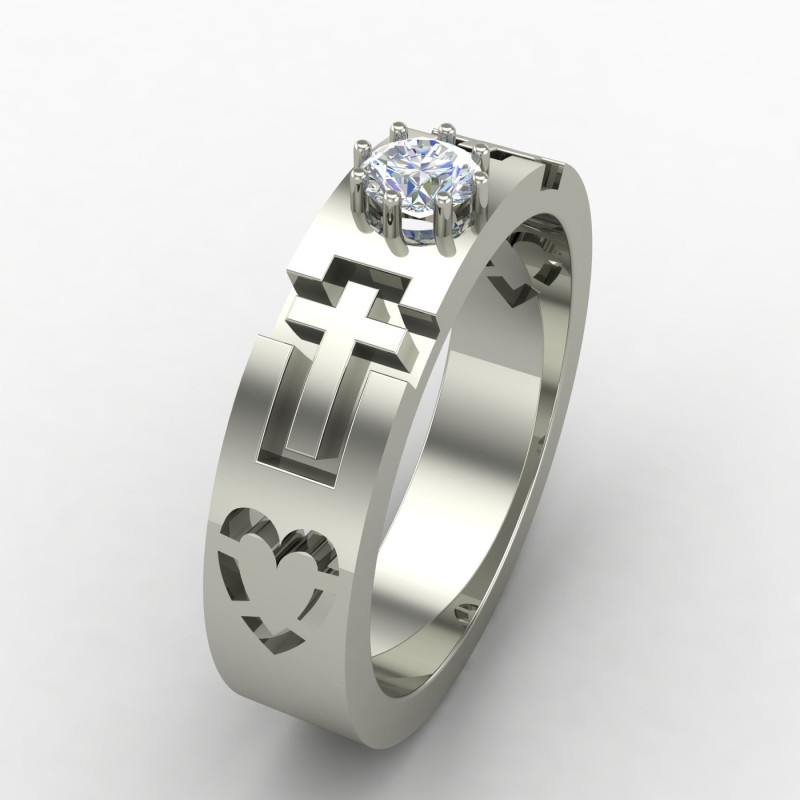 Christ Solitaire American Diamond Ring