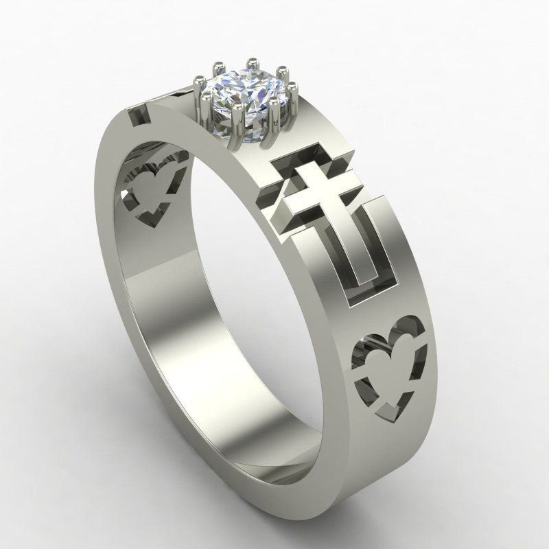 Christ Solitaire American Diamond Ring