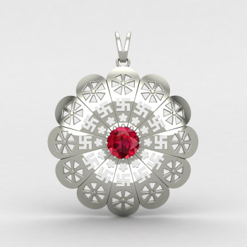 Ruby Swastik Pendant