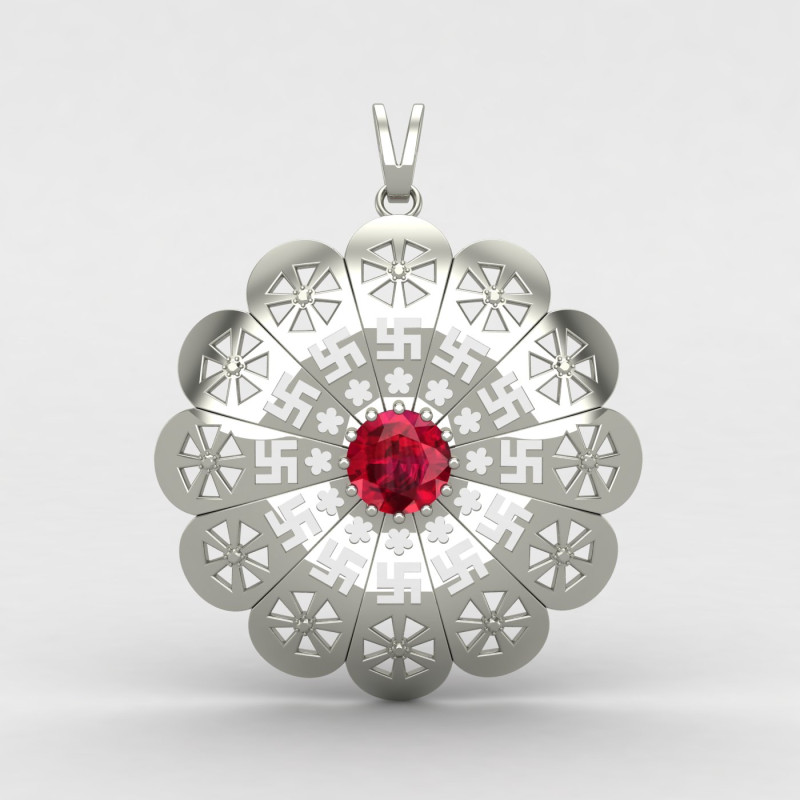 Ruby Swastik Pendant Ruby Swastik Pendant