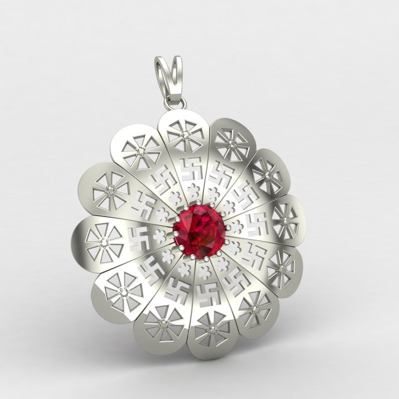 Ruby Swastik Pendant Ruby Swastik Pendant
