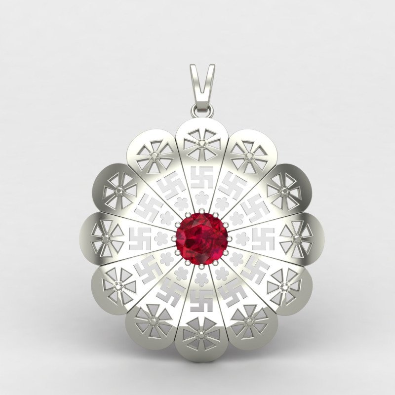 Ruby Swastik Pendant Ruby Swastik Pendant