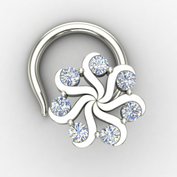 Floral Silver Nose Pin