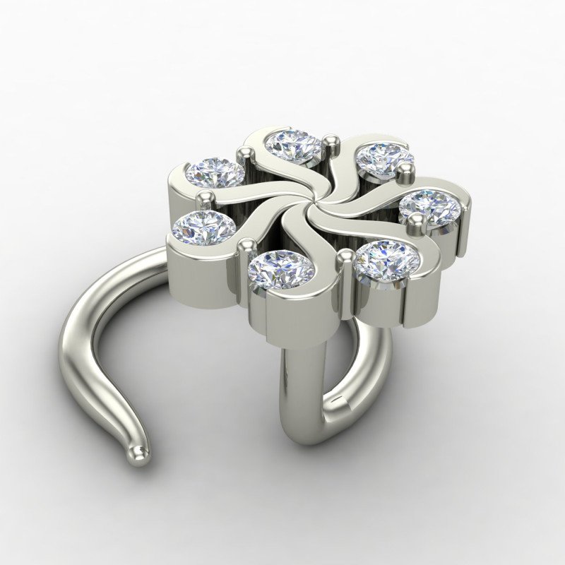 Floral Silver Nose Pin