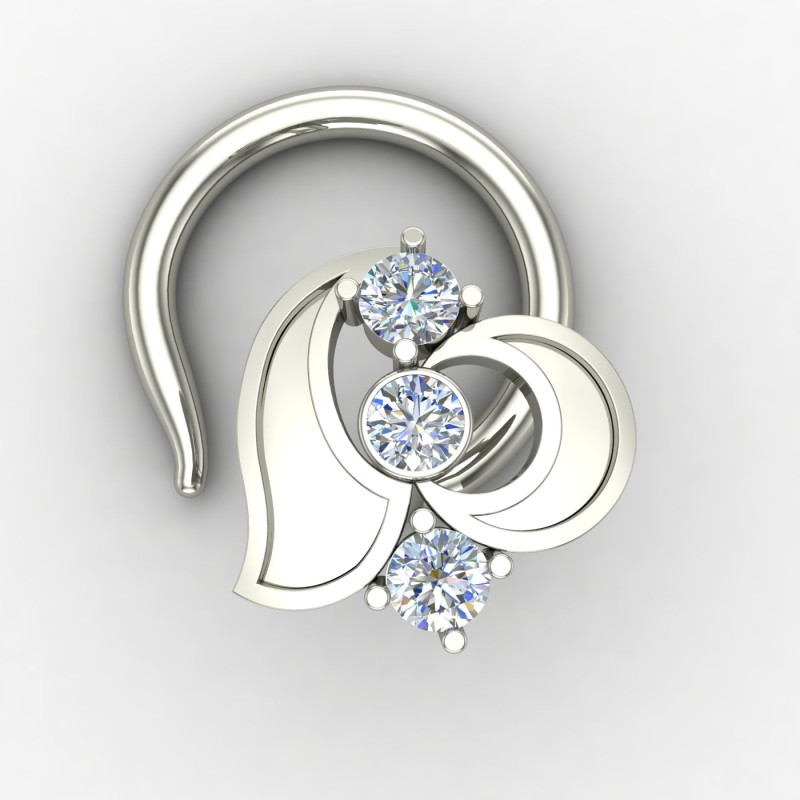 Designer Silver Nose Pin