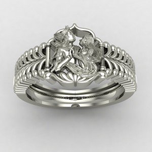 Radha Krishna Silver Ring