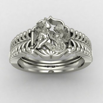 Radha Krishna Silver Ring