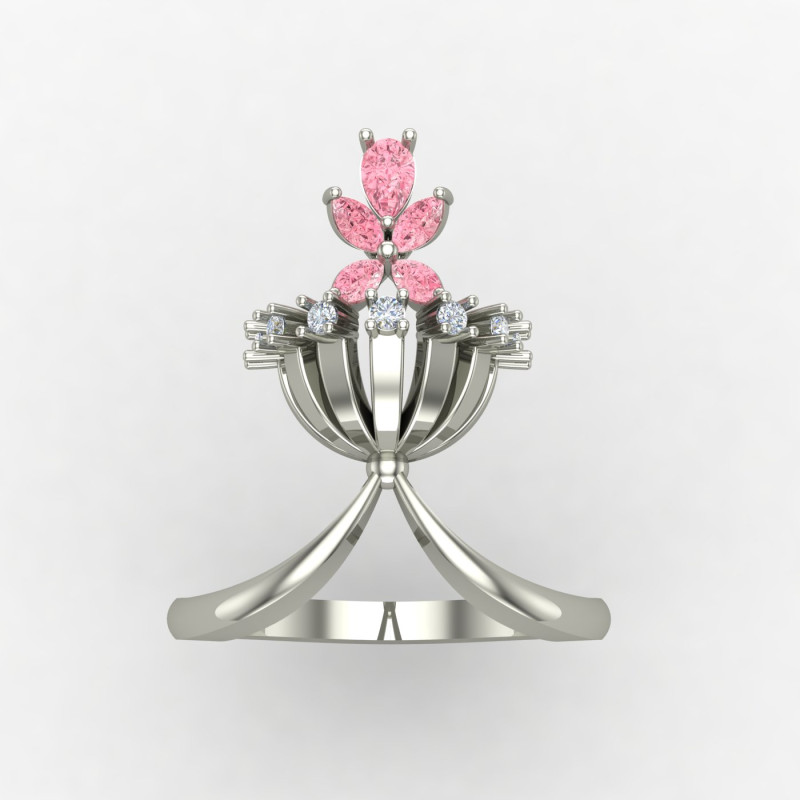 Pink Cocktail Ring Silver Pink Cocktail Ring Silver