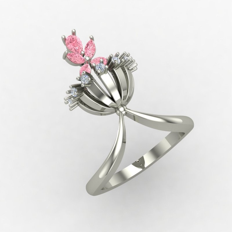 Pink Cocktail Ring Silver Pink Cocktail Ring Silver