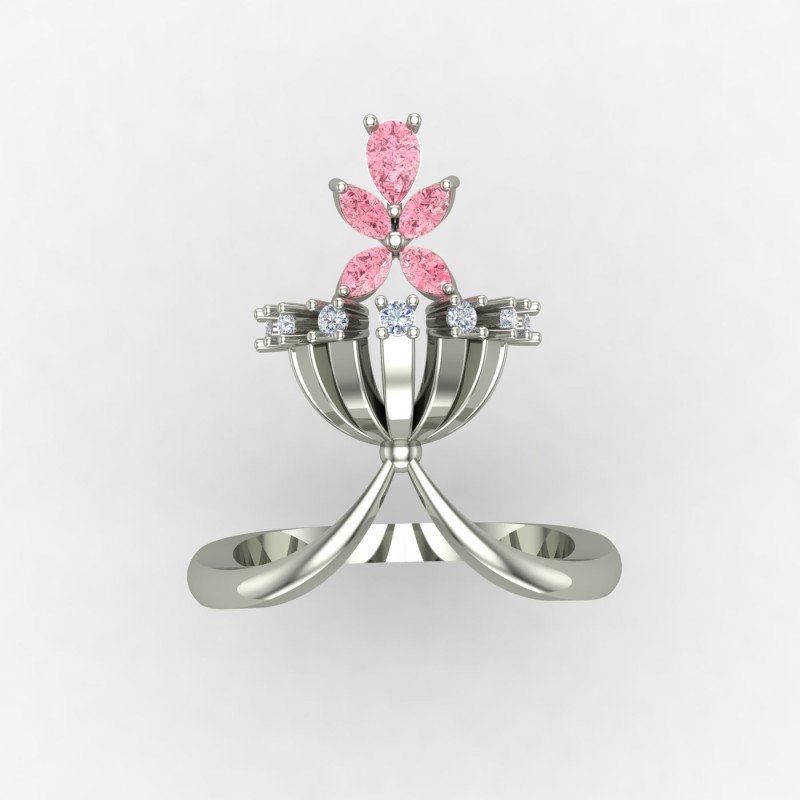 Pink Cocktail Ring Silver Pink Cocktail Ring Silver