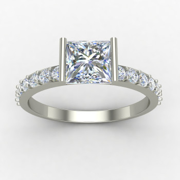 Princess Cut Solitaire Silver Ring