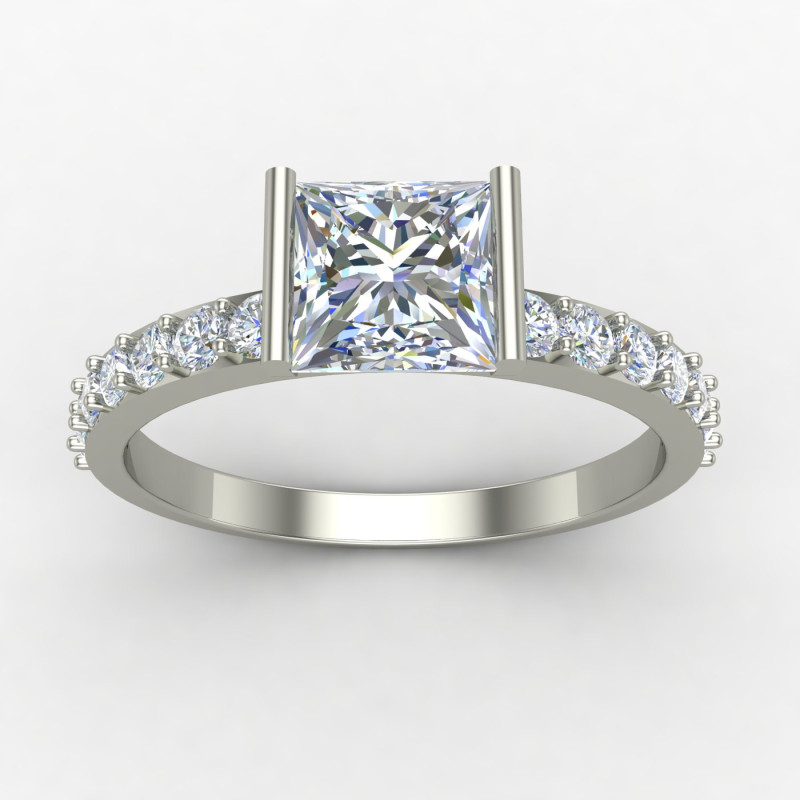 Princess Cut Solitaire Silver Ring