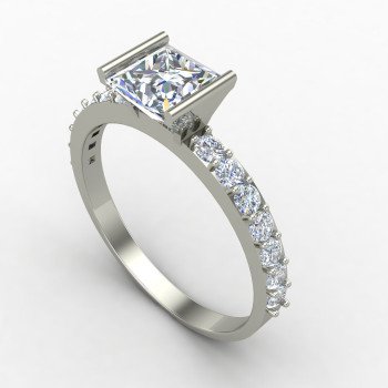 Princess Cut Solitaire Silver Ring