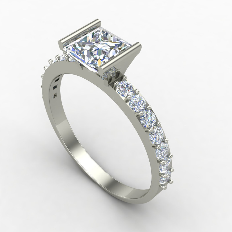Princess Cut Solitaire Silver Ring