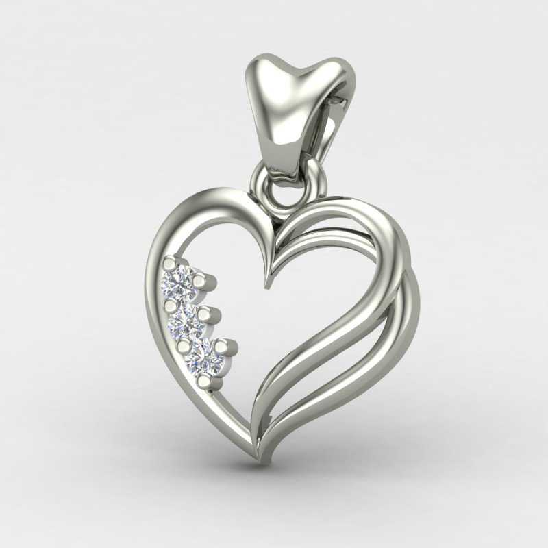 Three Stone Heart Pendant