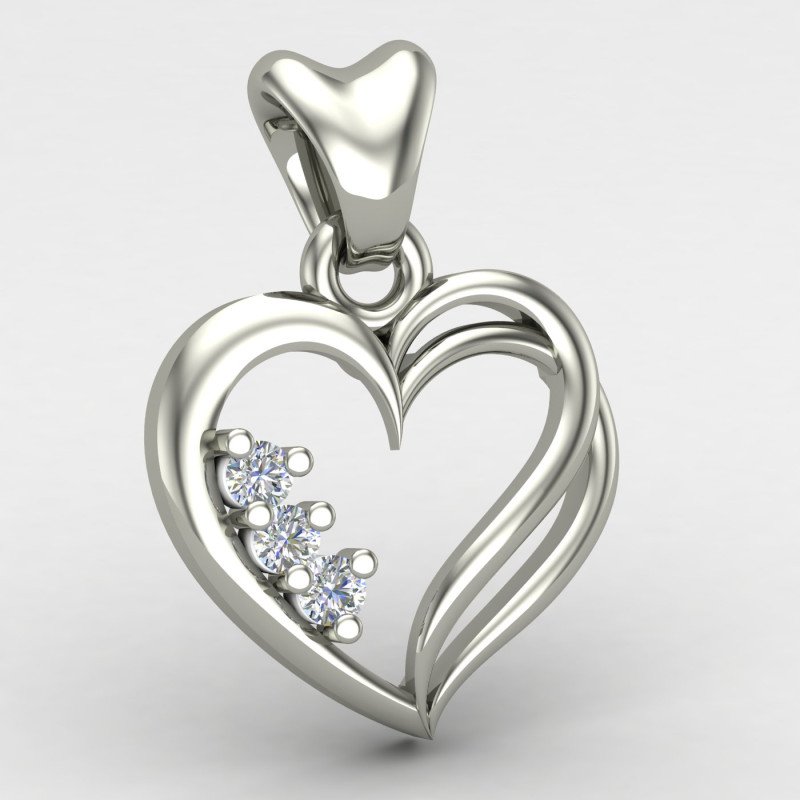 Three Stone Heart Pendant