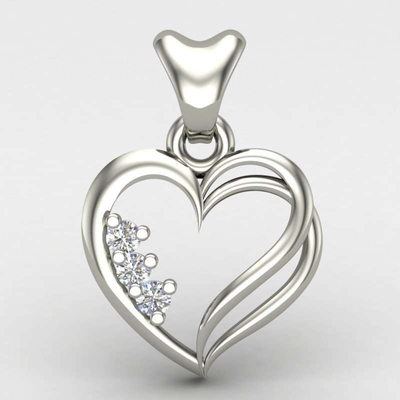Three Stone Heart Pendant