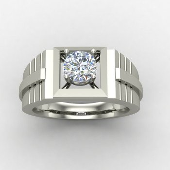 Men Silver Solitaire Ring