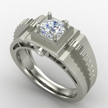 Silver Solitaire Wedding Ring