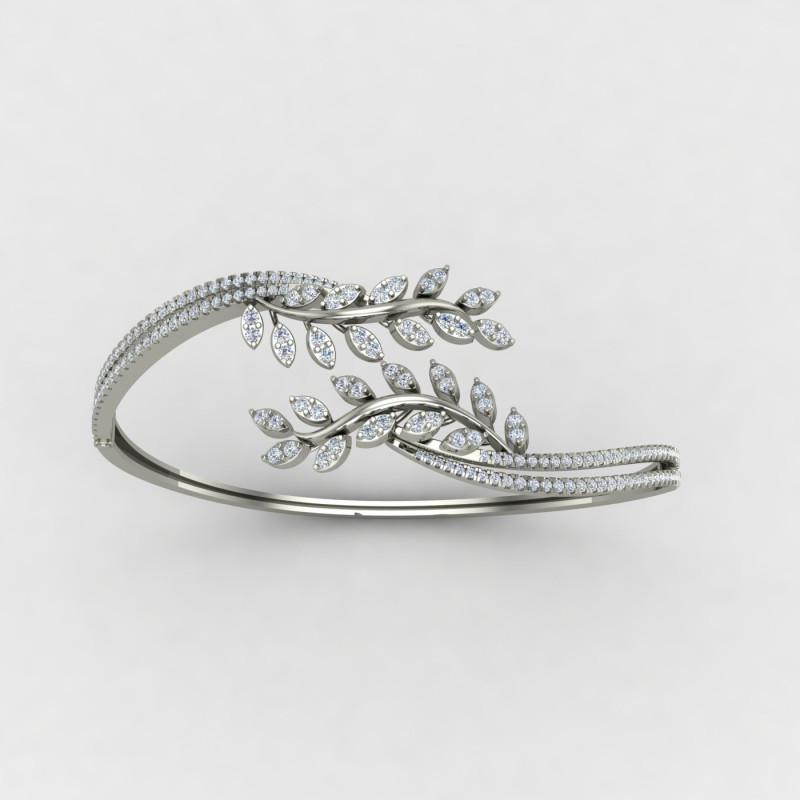 Leaves Silver Bangle for Women Leaves Silver Bangle for Women