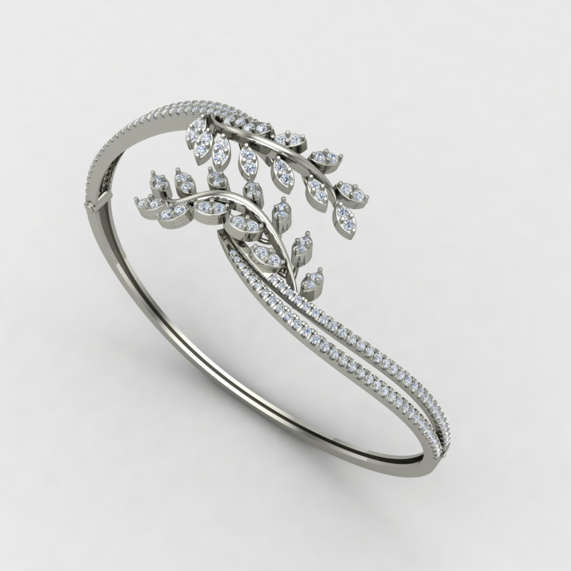 Leaves Silver Bangle for Women Leaves Silver Bangle for Women
