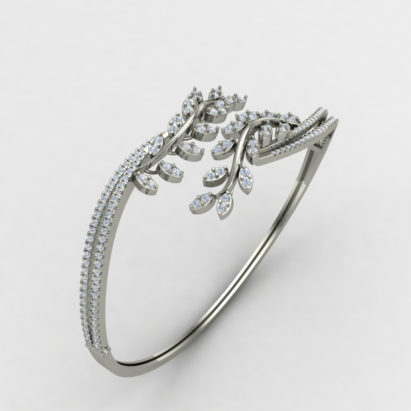 Leaves Silver Bangle for Women Leaves Silver Bangle for Women