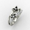 Silver Band Ring with Floral Etching