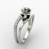 Silver Band Ring with Floral Etching