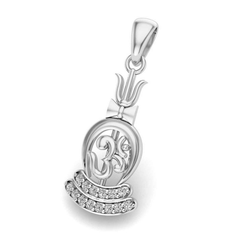 Om Trishul Damru Silver Pendant