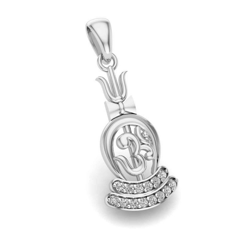 Om Trishul Damru Silver Pendant
