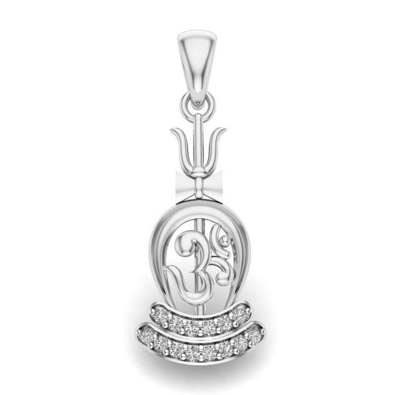 Om Trishul Damru Silver Pendant