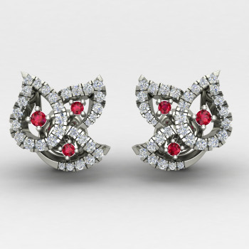 Ruby Stone Silver Earring