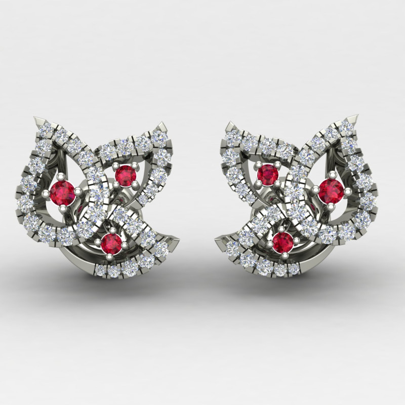 Ruby Stone Silver Earring