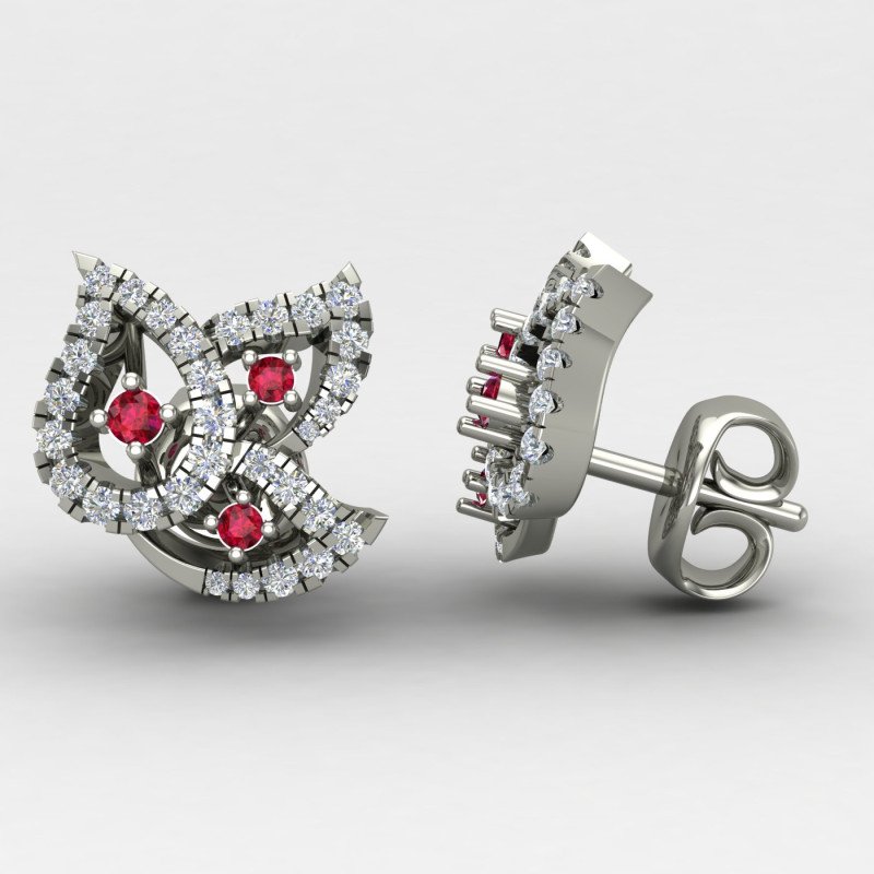 Ruby Stone Silver Earring