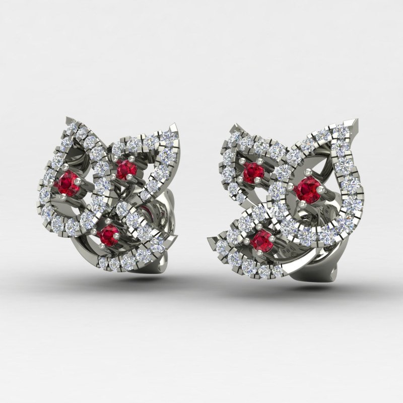 Ruby Stone Silver Earring