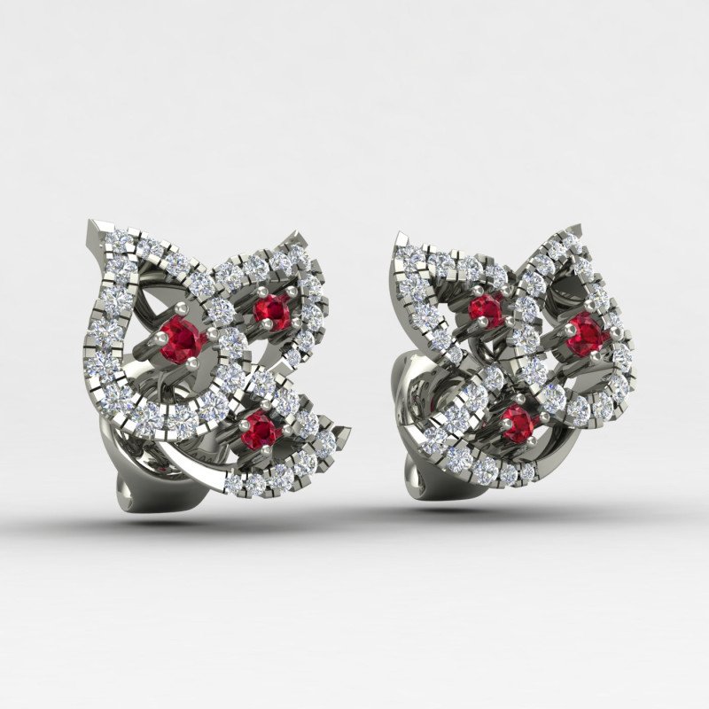 Ruby Stone Silver Earring
