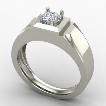 Silver Gents Solitaire Ring